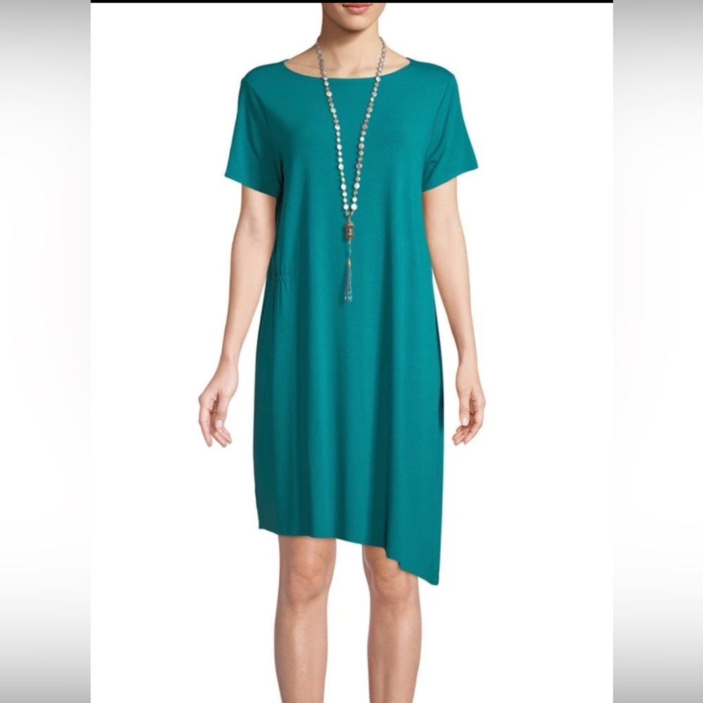 NWT EILEEN FISHER Viscose Jersey Asymmetric Dress‎ Teal 1X